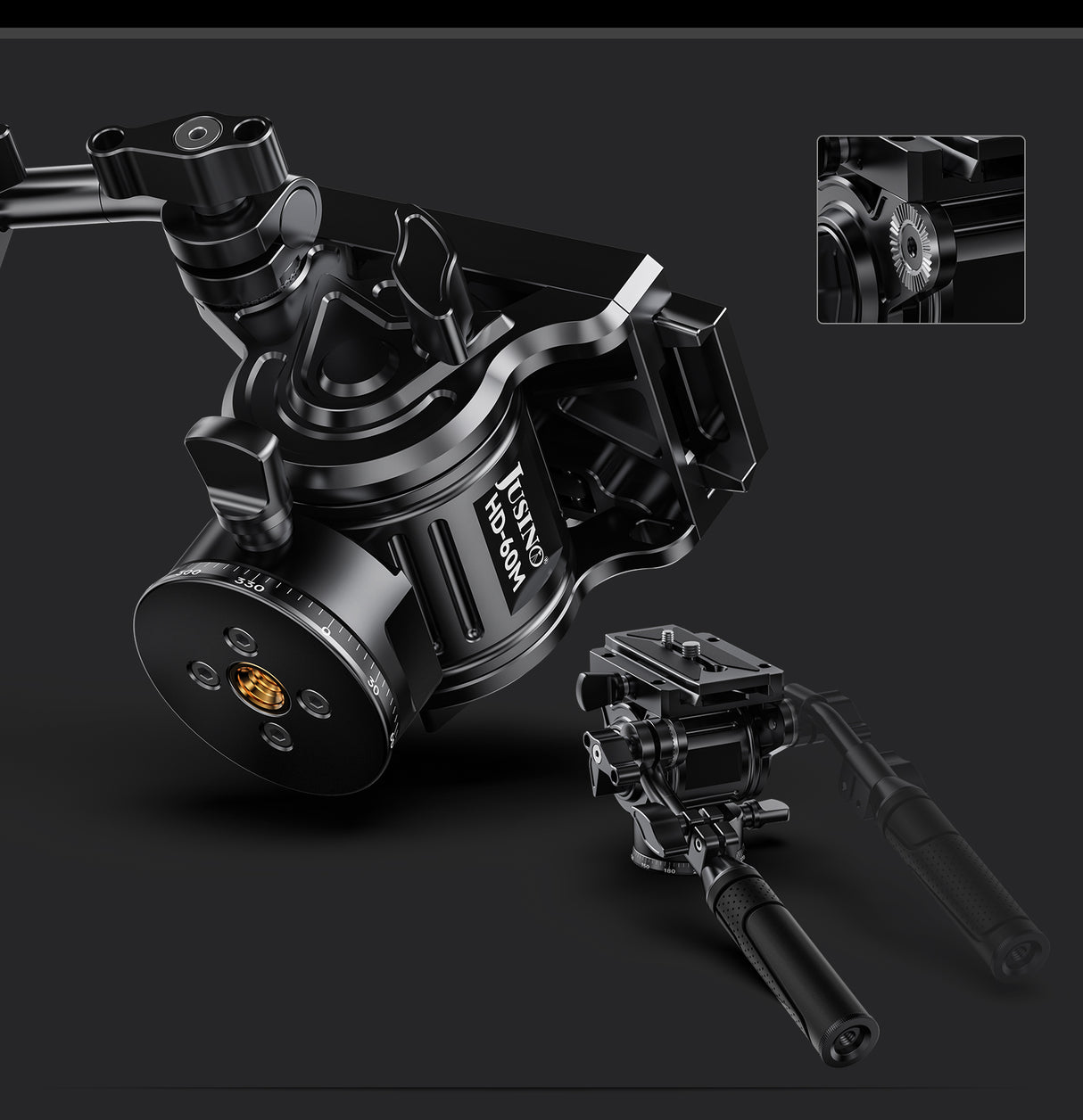 JUSINO Hydraulik Präzisions-Videoneiger 15kg Tragkraft HD-60M