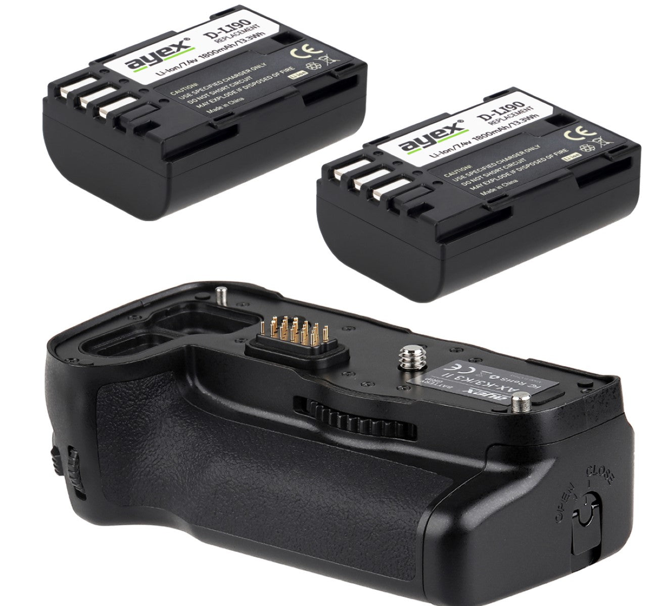 Batteriegriff Set für Pentax K3 K3II wie D-BG5 + 2x D-Li90 Akku