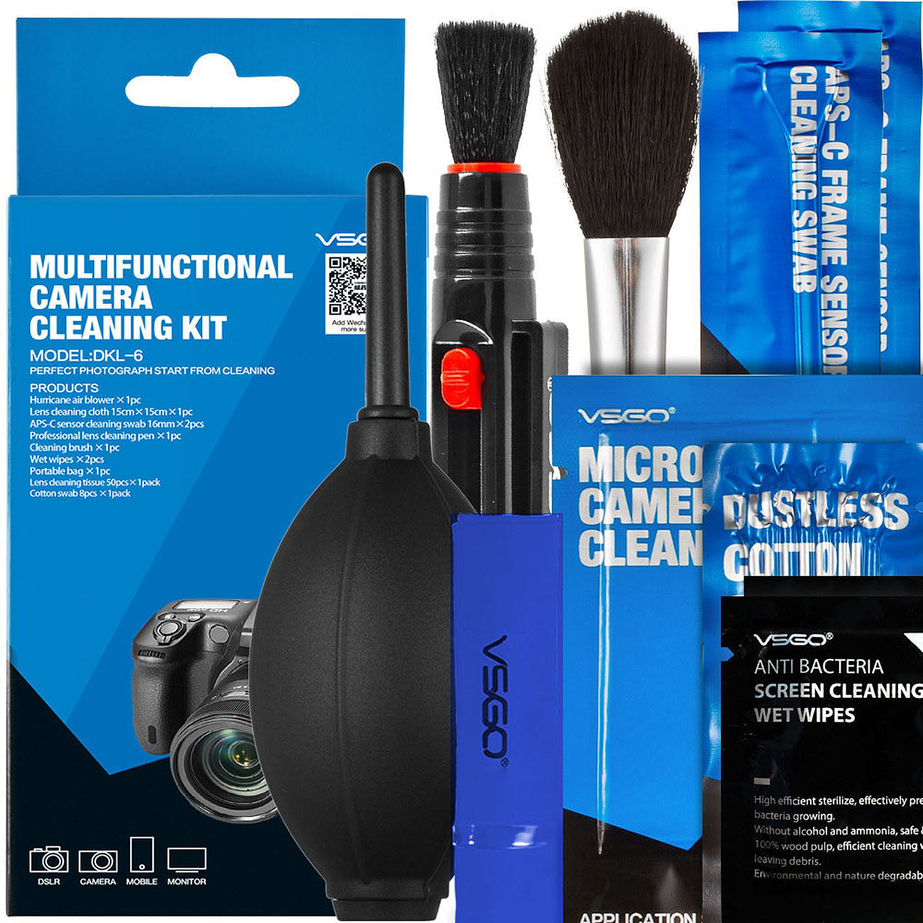 VSGO Kamera Reinigungsset DKL-6 Komplettset für Kamera, Linse & Sensor