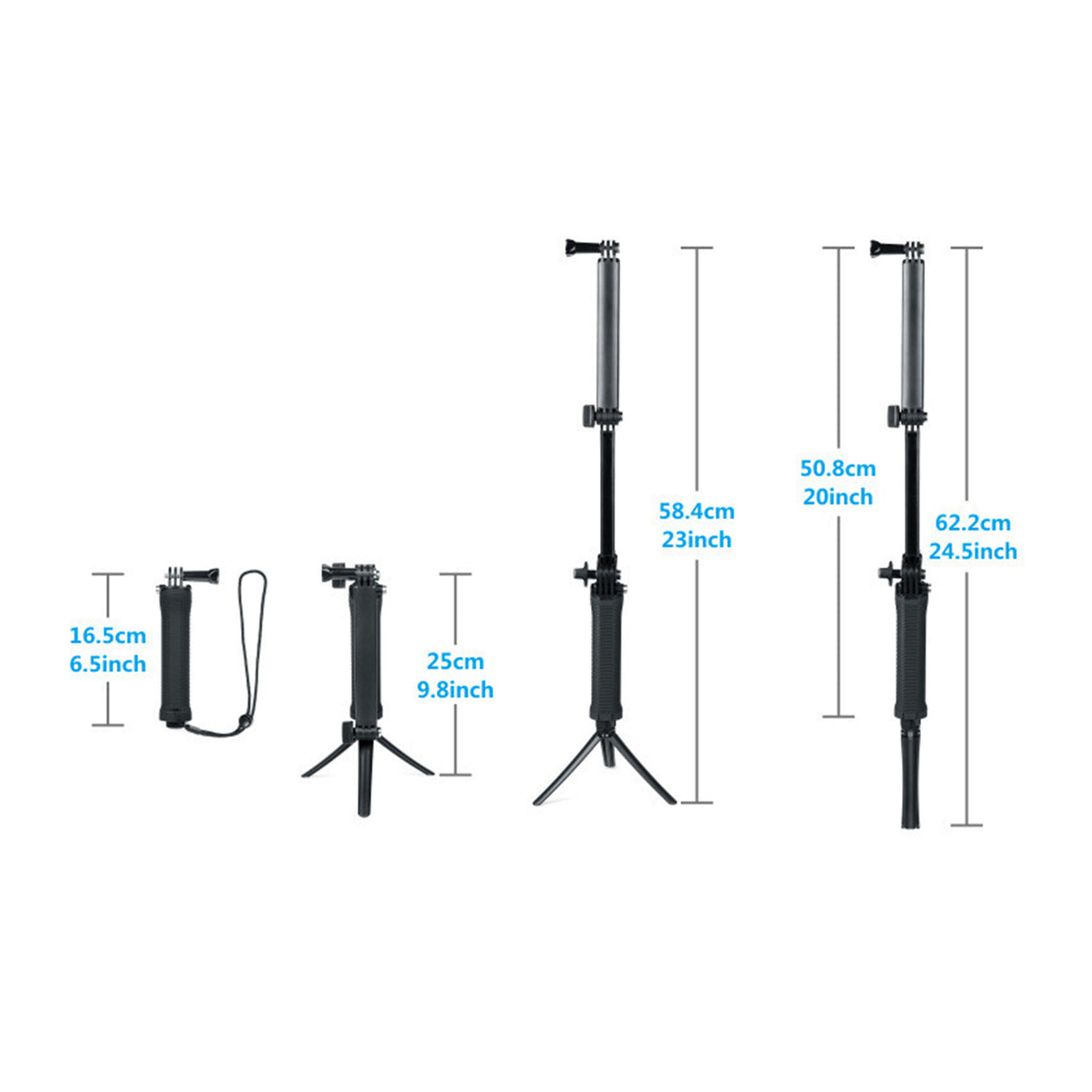 Selfie Stick Monopod mit Stativständer für GoPro & DJI Actionkameras dynamische Aufnahmen