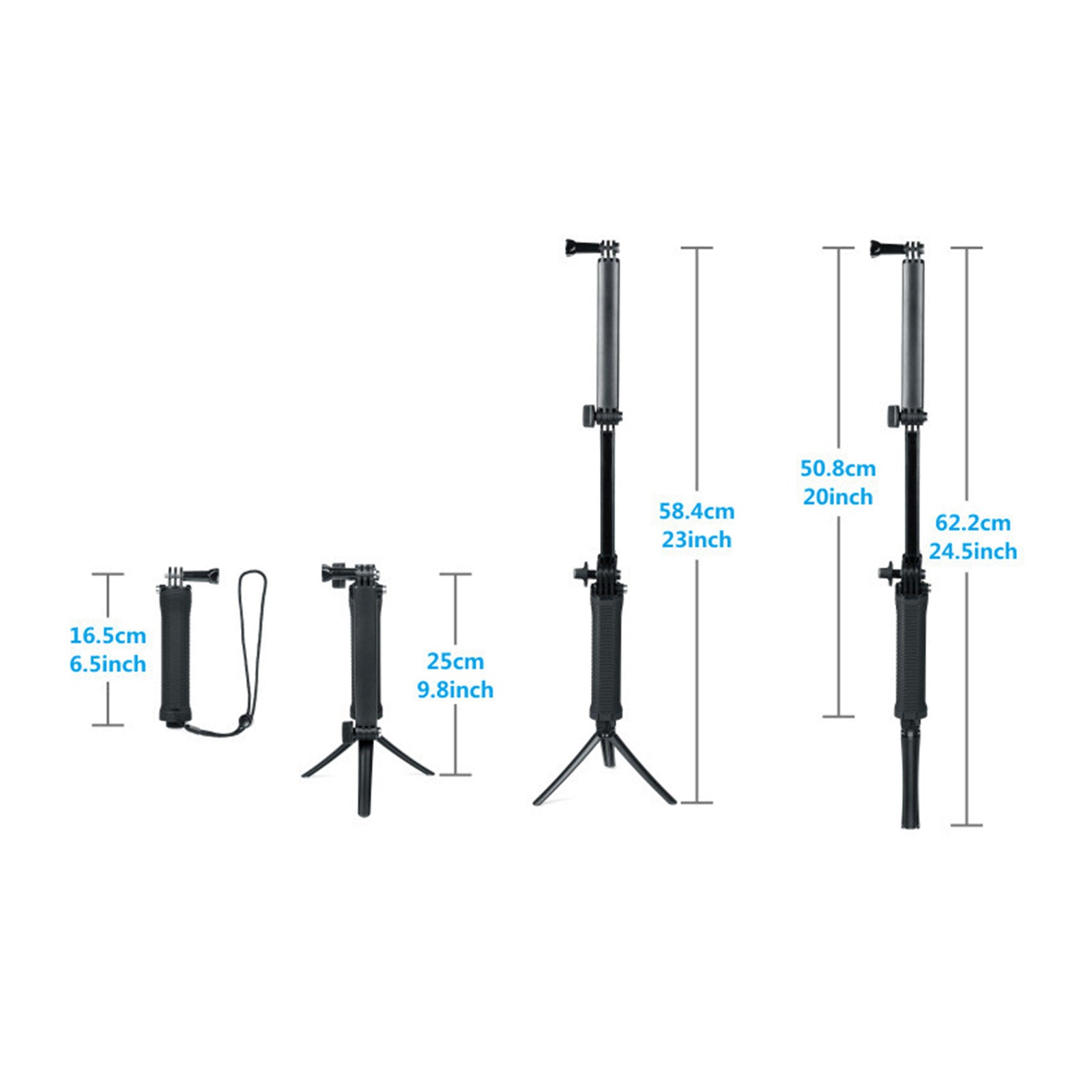 Selfie Stick Monopod mit Stativständer für GoPro & DJI Actionkameras dynamische Aufnahmen