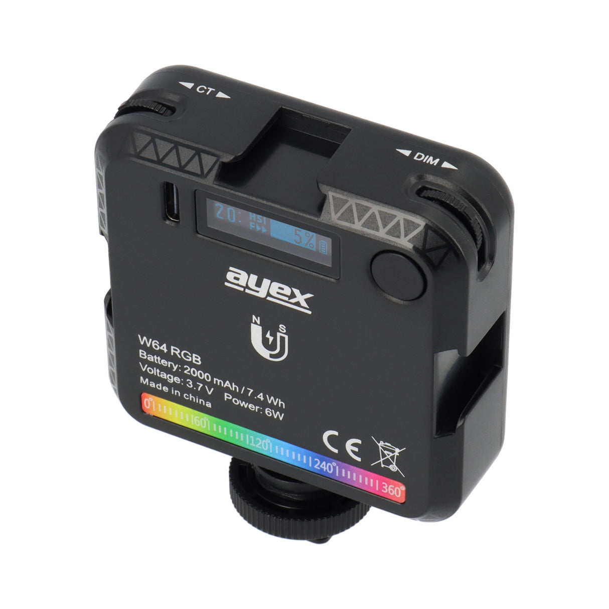 RGB Videoleuchte einstellbare Helligkeit 20 kreative Lichteffekte W64 RGB