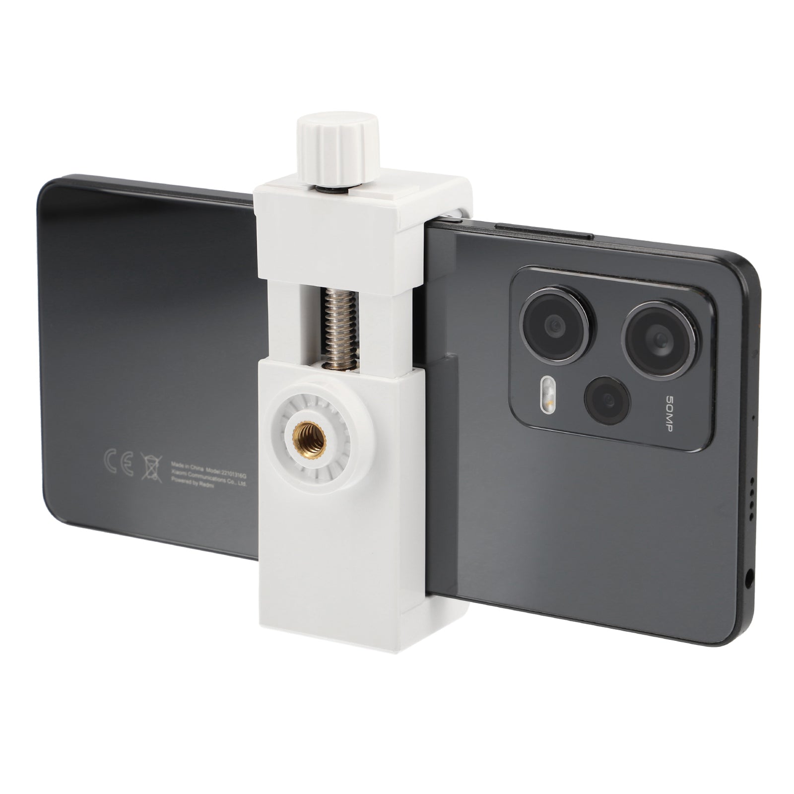 Universal Smartphone Halterung für Stativ & Selfie-Stick 1/4 Zoll verstellbar 55-105mm Hoch- & Querformat Weiß