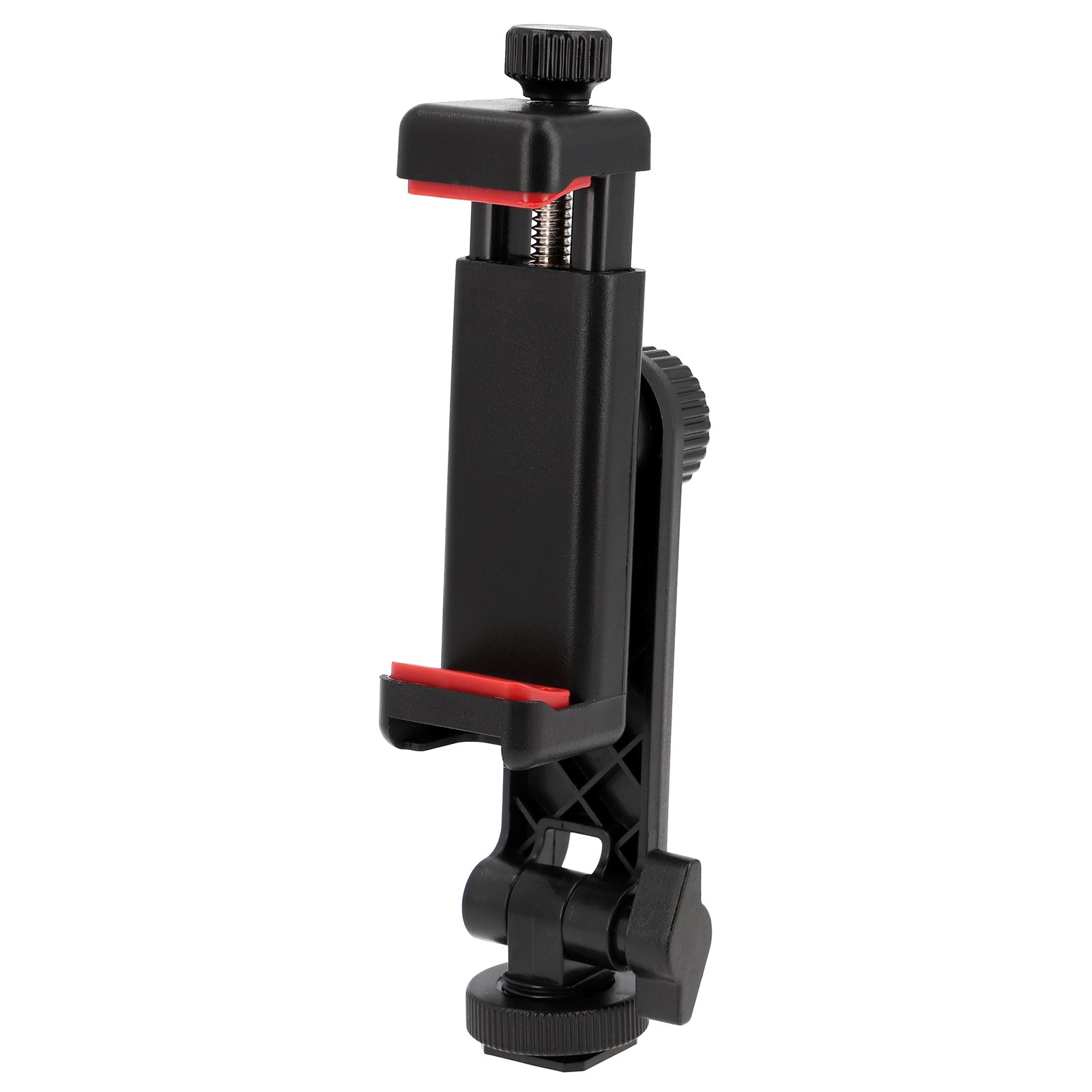 Smartphone Halterung mit Blitzschuh & Blitzfuß – Neigbarer Handyhalter mit Schraubklemme für Kamera, Mikrofon & LED-Licht (55–90 mm)