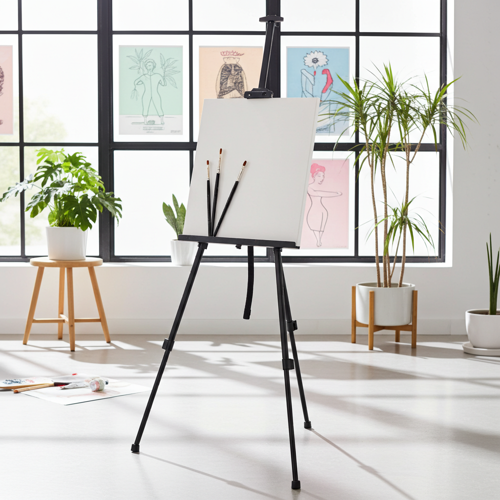 Aluminium Staffelei mit Teleskopbeinen Höhenverstellbar ideal für Kunstbedarf & Werbeaufsteller