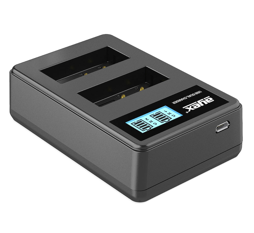 USB Dual Ladegerät für Canon LP-E17 Akkus beleuchtetes Display Ladestandanzeige