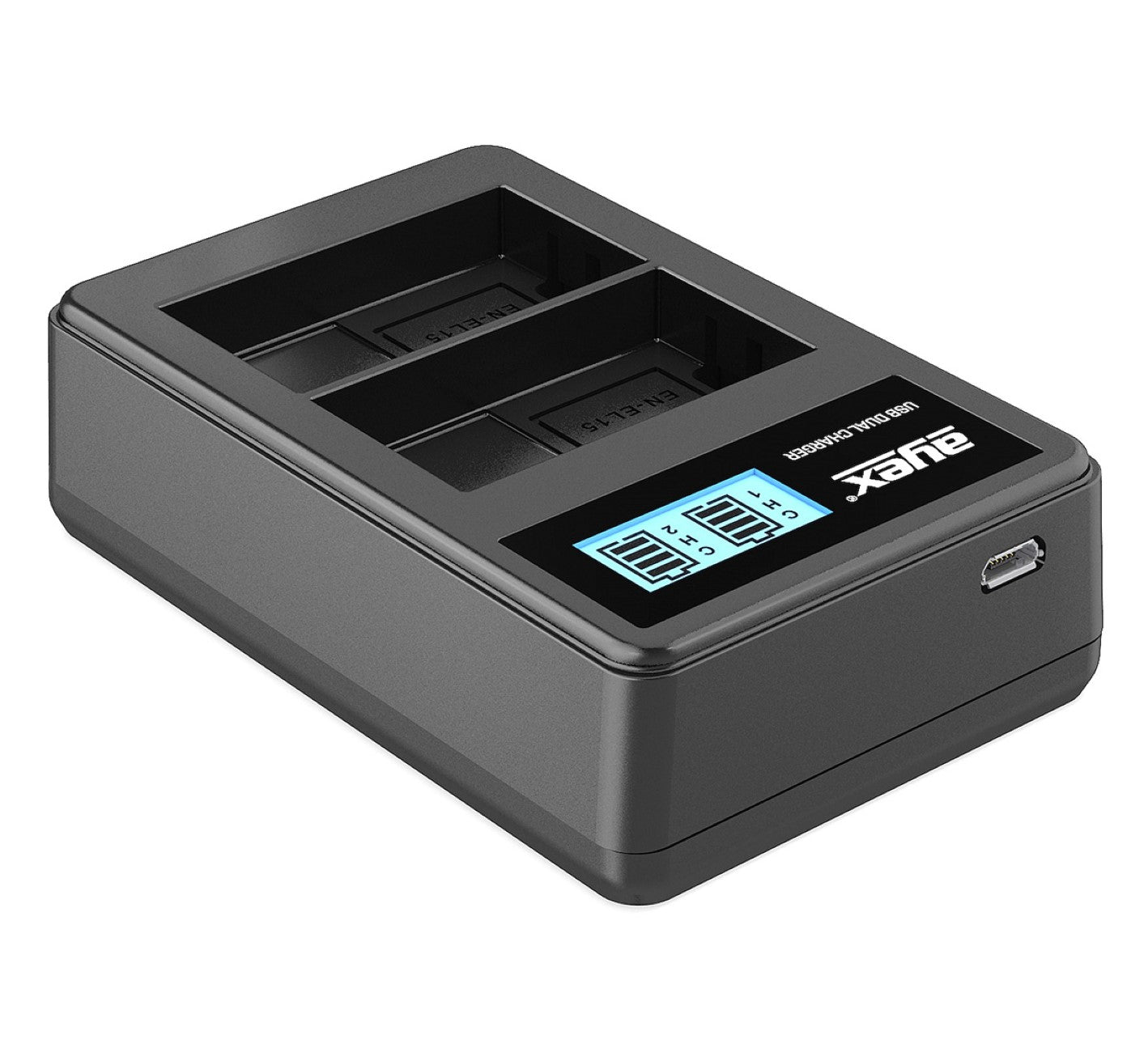 USB Dual Ladegerät für Nikon EN-EL15 beleuchtetes Display Ladestandanzeige