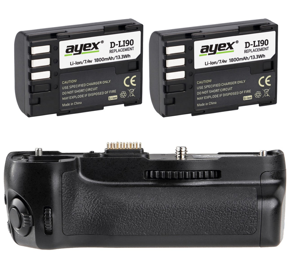 Batteriegriff Set für Pentax K-7 K-5 K-5 II K-5 IIs ähnlich D-BG4 + 2x D-Li90 Akku