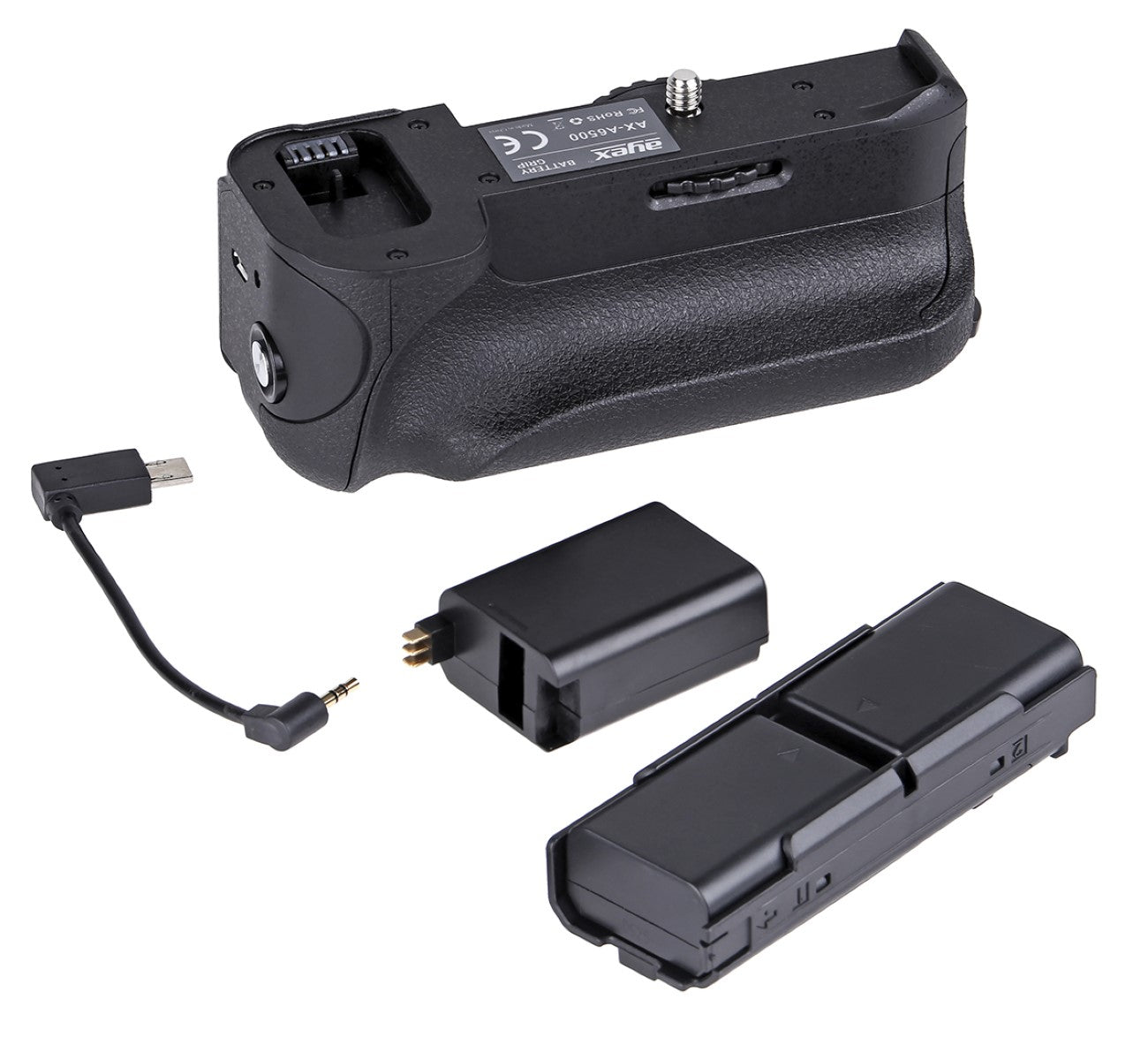 Batteriegriff Set für Sony Alpha A6500 + 2x NP-FW50 Akku + 1x USB Dual Ladegerät