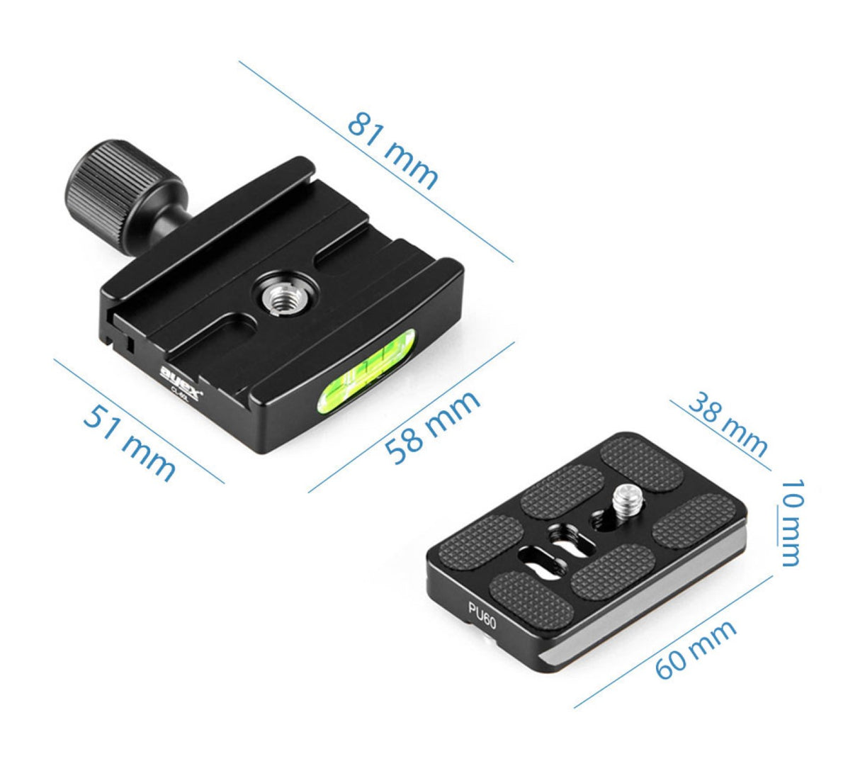 Klemme mit Schnellwechselplatte Arca-Swiss kompatibel CL-60L + PU-60