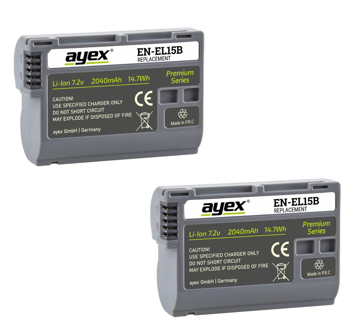 ayex Power Set mit 2x EN-EL15B Akku für Nikon + 1x USB Dual Ladegerät