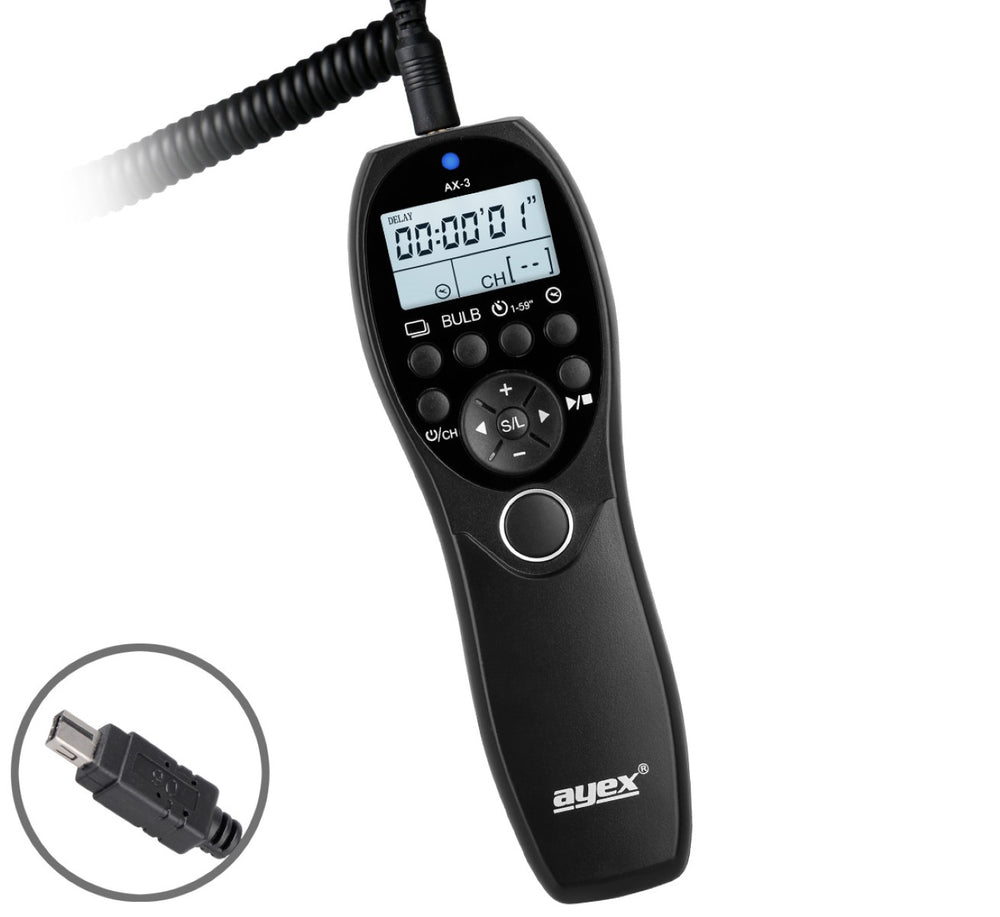 Timer Fernauslöser AX-3 DC2 zB Nikon Z7 Z6 D7500 D7100 D750 D610 D90 D5600 D3300
