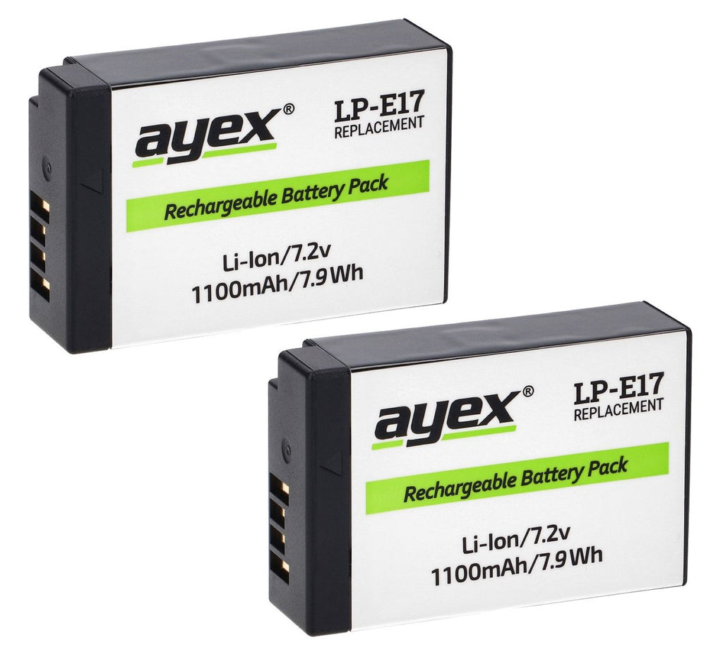 ayex Power Set mit 2x LP-E17 Akku + 1x USB Dual Ladegerät für Canon EOS 800D 760D 200D 77D M6
