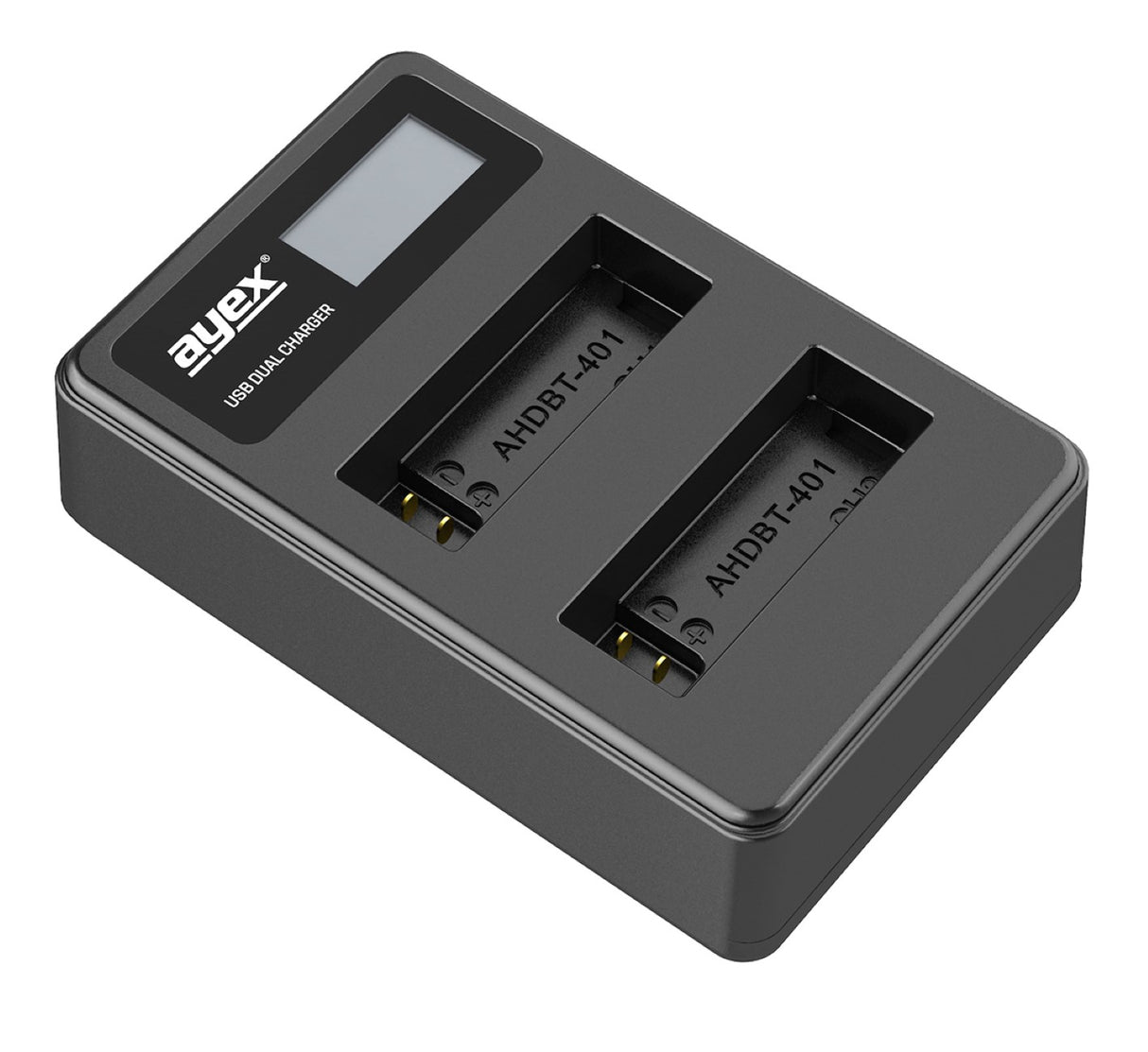 USB Dual Ladegerät für GoPro AHDBT-401 Akkus Hero 4 beleuchtetes Display Ladestandanzeige