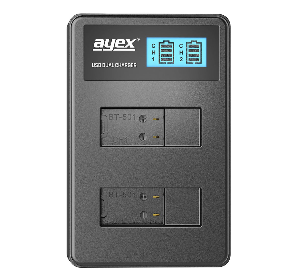 USB Dual Ladegerät für GoPro AHDBT-501 Akkus Hero 8 7 6 5 beleuchtetes Display Ladestandanzeige