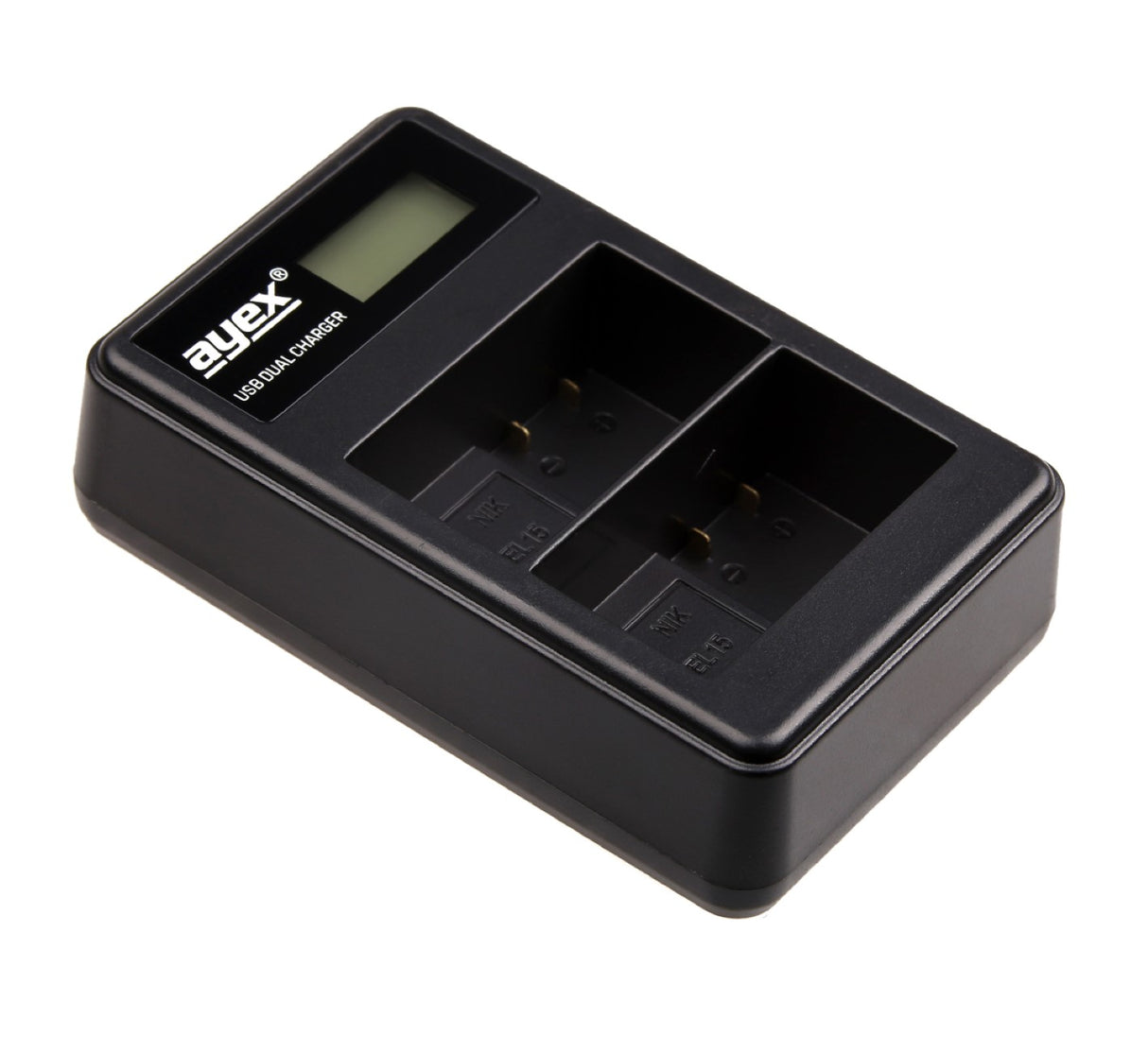 USB Dual Ladegerät für Nikon EN-EL15 beleuchtetes Display Ladestandanzeige