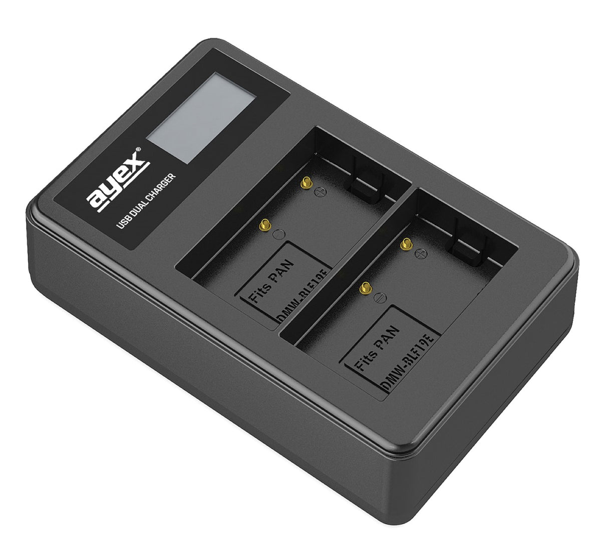 USB Dual Ladegerät für Panasonic DMW-BLF19E Akkus beleuchtetes Display Ladestandanzeige