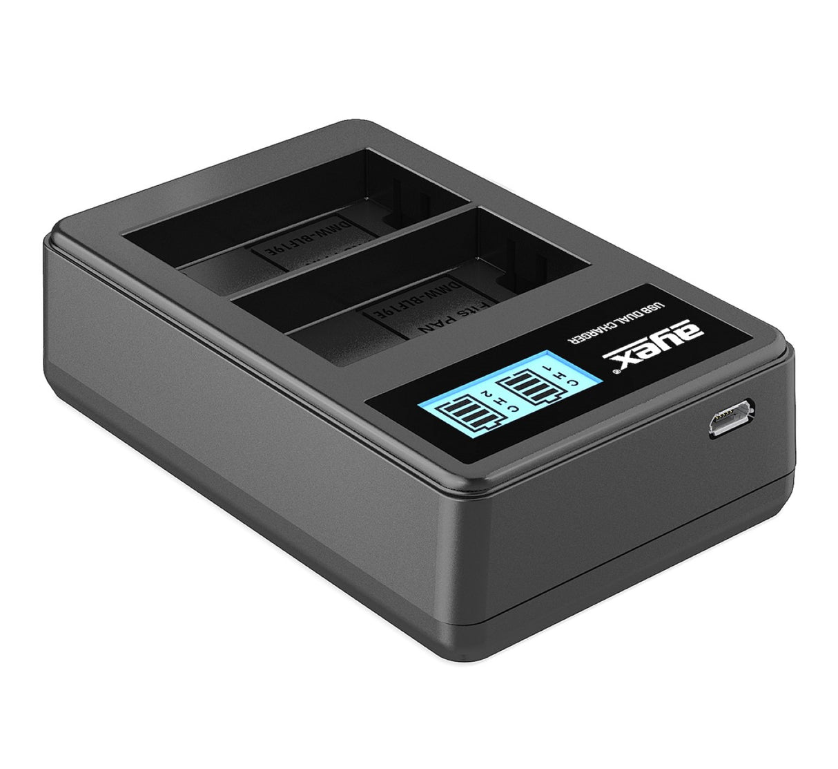 USB Dual Ladegerät für Panasonic DMW-BLF19E Akkus beleuchtetes Display Ladestandanzeige