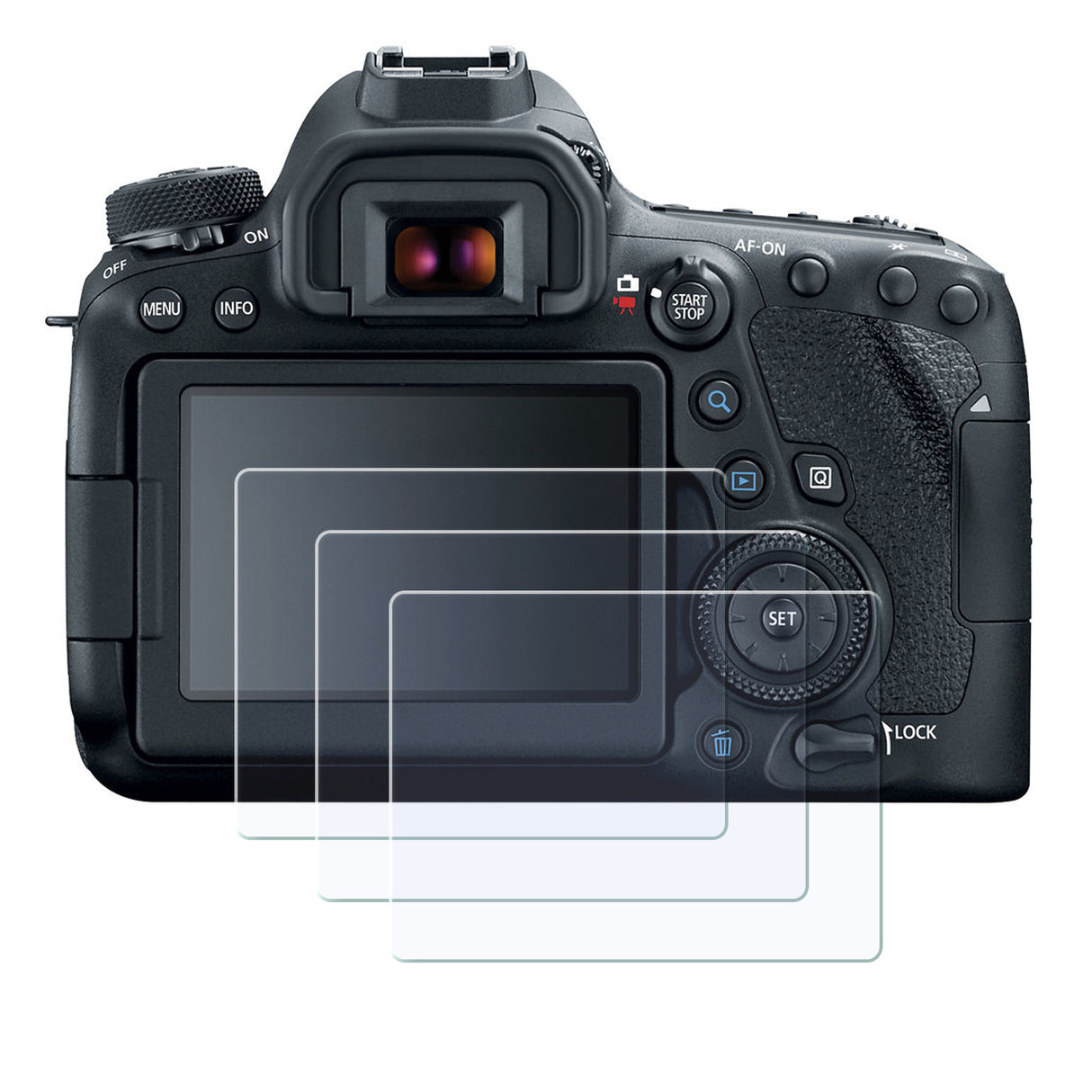 Display-Schutzglas für Canon EOS 70D, 80D, 90D, 7D Mark II, 6D Mark II – 0,3 mm 9H gehärtetes Glas 3 Stück