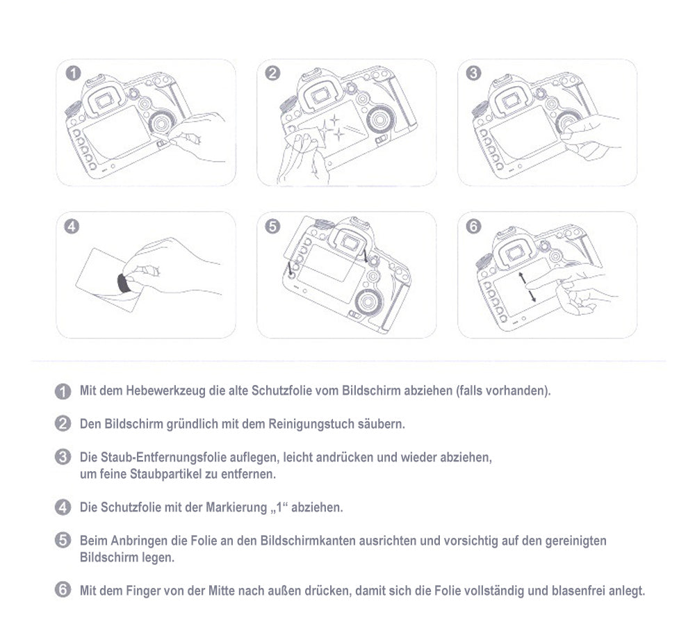 Display-Schutzglas für Canon EOS 70D, 80D, 90D, 7D Mark II, 6D Mark II – 0,3 mm 9H gehärtetes Glas 3 Stück
