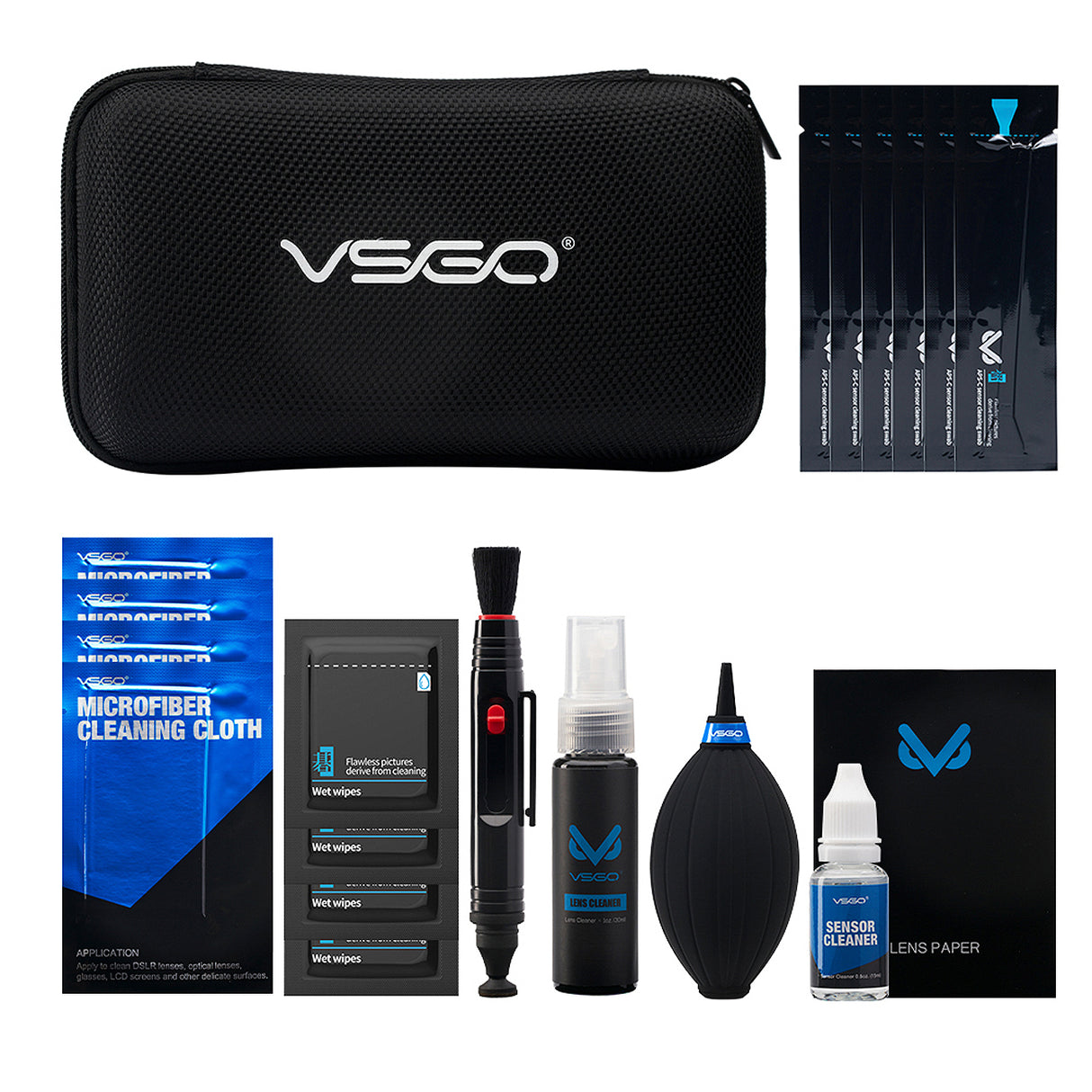 VSGO Professionelles Kamera-Reinigungsset für APS-C Sensoren, Objektive & Displays, DKL-20 Travel Cleaning Kit Pro (Grau)