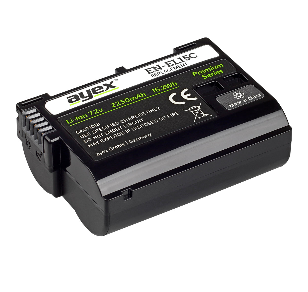 EN-EL15C Premium-Akku für zB Nikon Z7 II Z6 D7500 D7000 D850 D750 D610 D800E lange Laufzeit 2250mAh