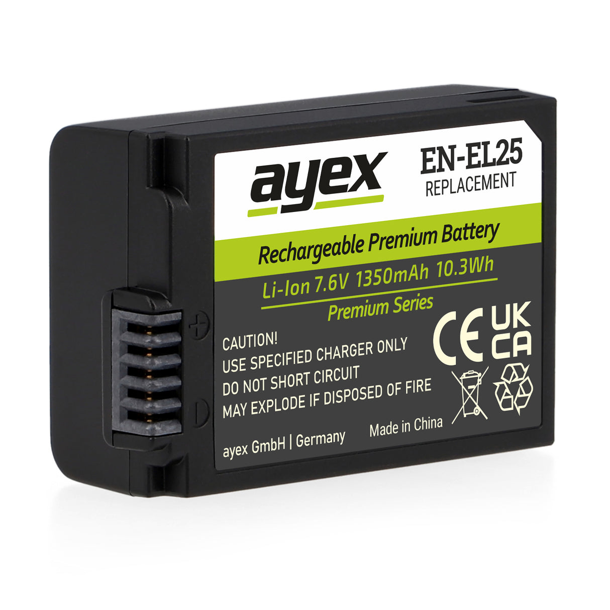 ayex EN-EL25 Akku 1350mAh 7.6V (10.3Wh) Premium Series für Nikon Z30 Z50 Z50 II Z fc
