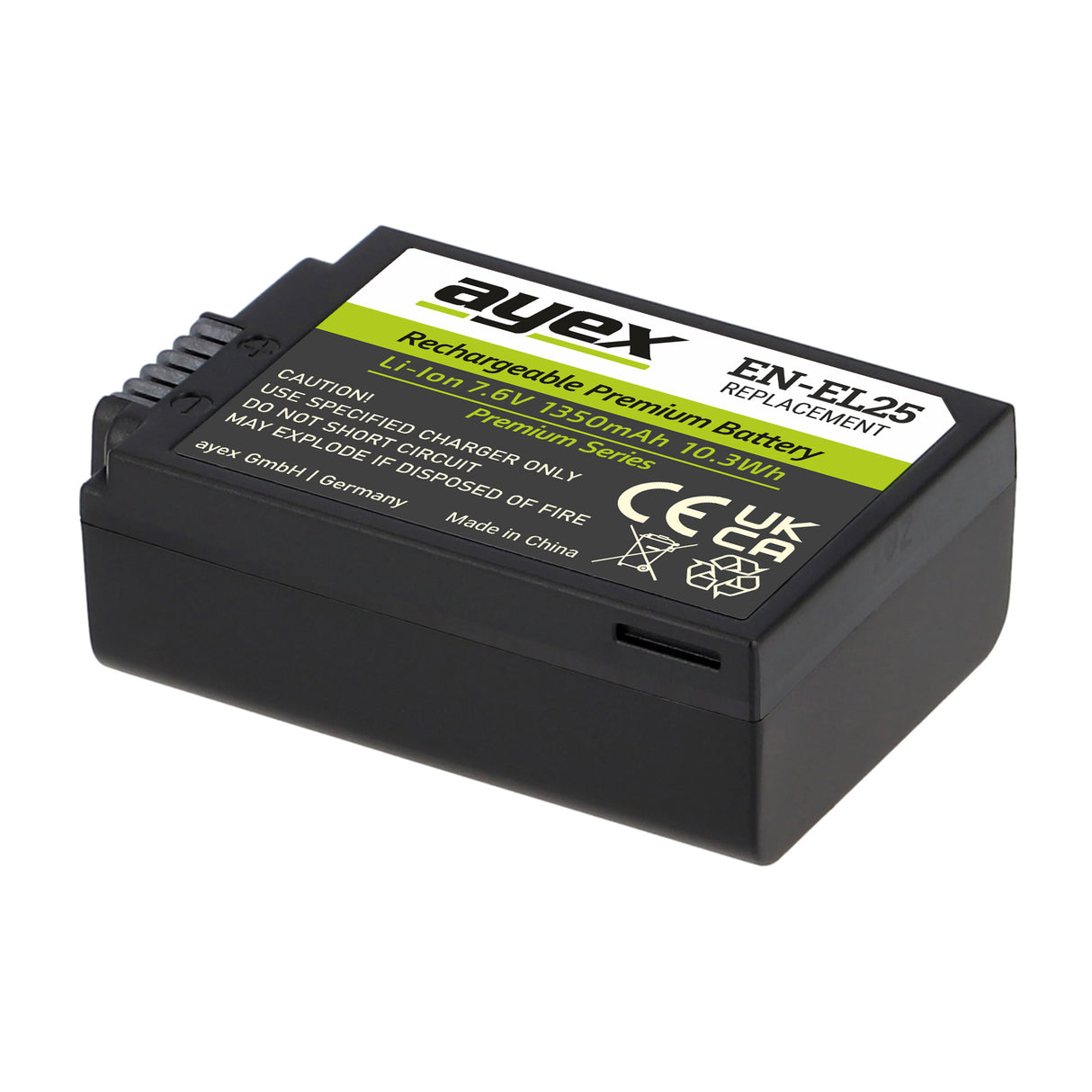 ayex EN-EL25 Akku 1350mAh 7.6V (10.3Wh) Premium Series für Nikon Z30 Z50 Z50 II Z fc