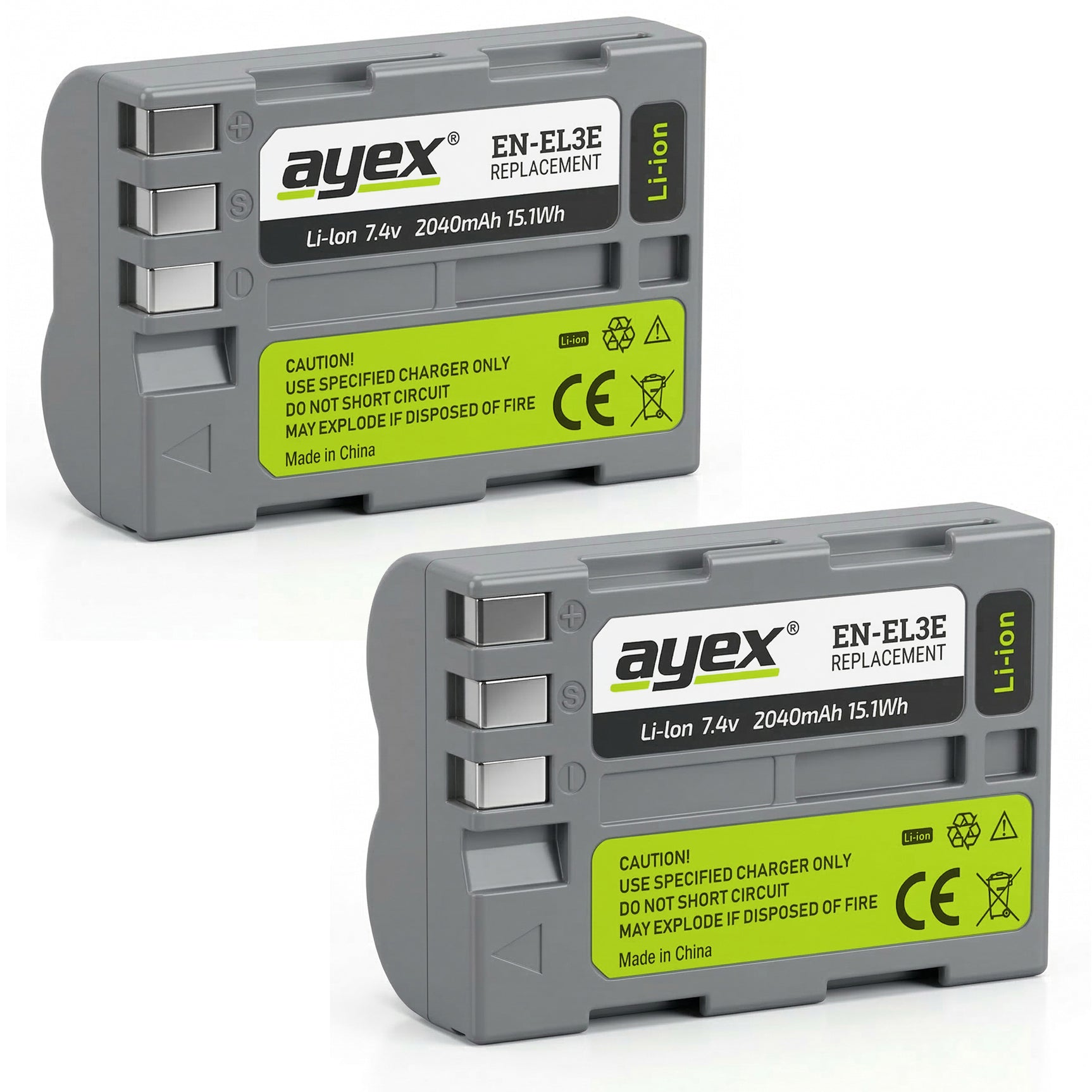 ayex Power Set mit 2x EN-EL3E Akku + 1x USB Dual Ladegerät für z.B. Nikon D700 D300s D200 D100 D90
