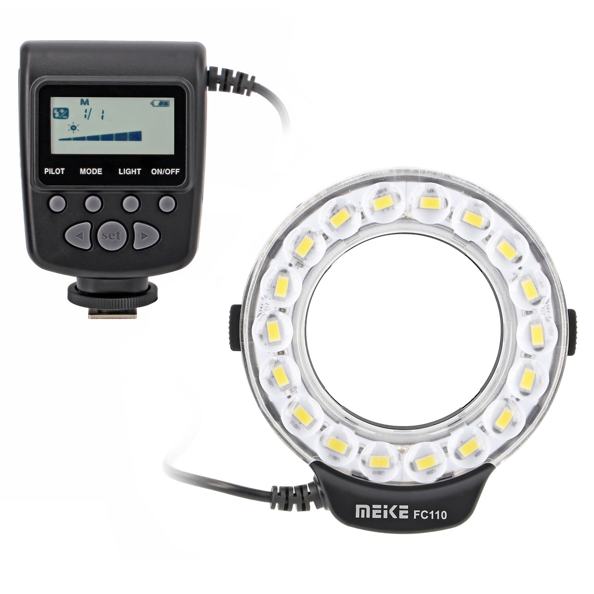 Makro Ringblitz & Ringleuchte für Sony Kameras mit Multi Interface Shoe Meike FC-110 LED
