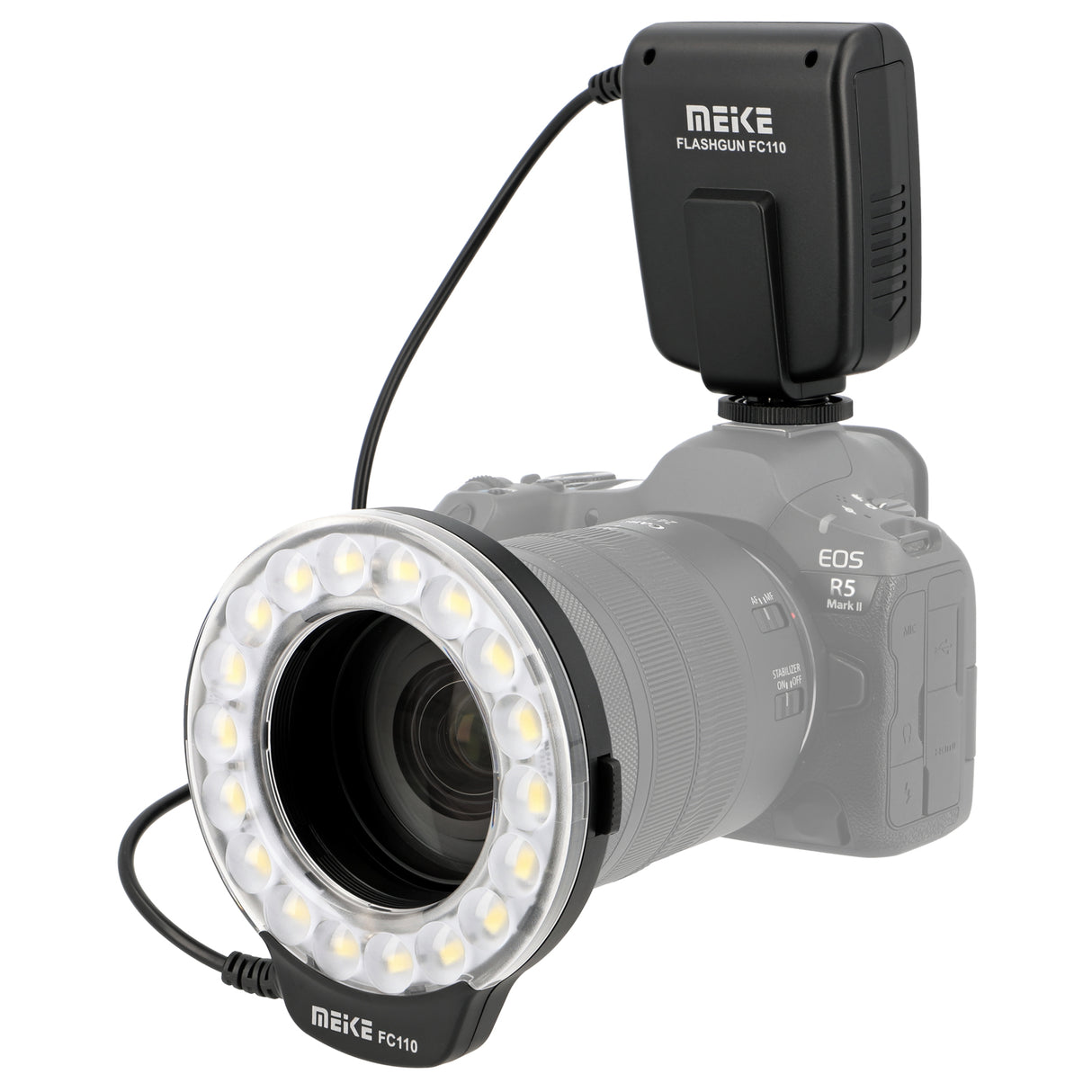 Makro Ringblitz Ringleuchte für Canon EOS DSLR SLR Kameras FC-110 Blitz & Dauerlicht auch für Videoaufnahmen