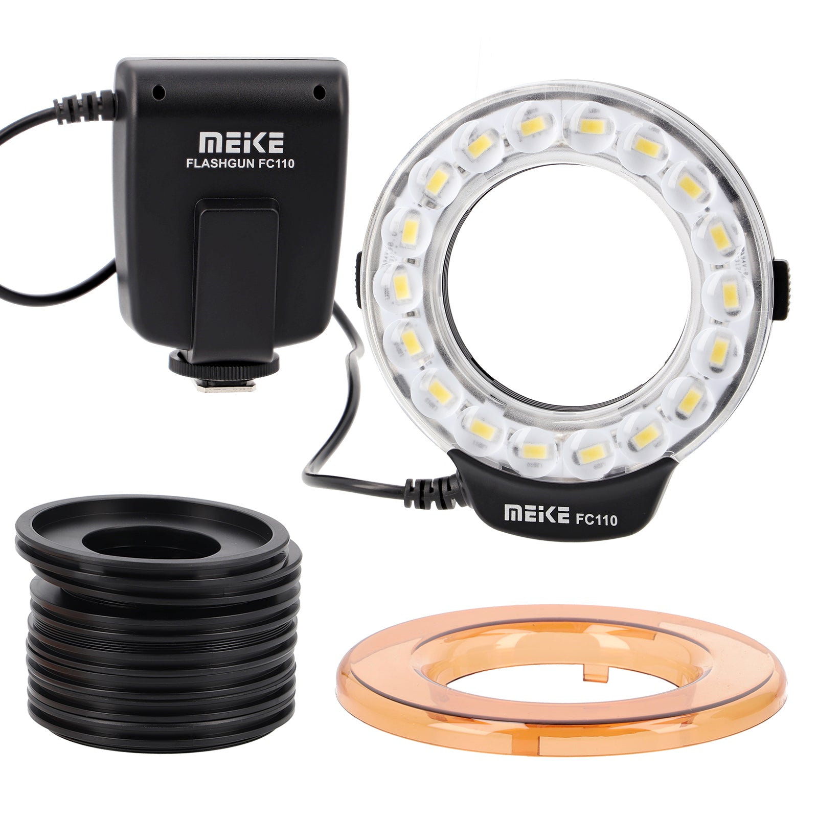Makro Ringblitz Ringleuchte für Nikon DSLR SLR Kameras FC-110 Blitz & Dauerlicht auch für Videoaufnahmen