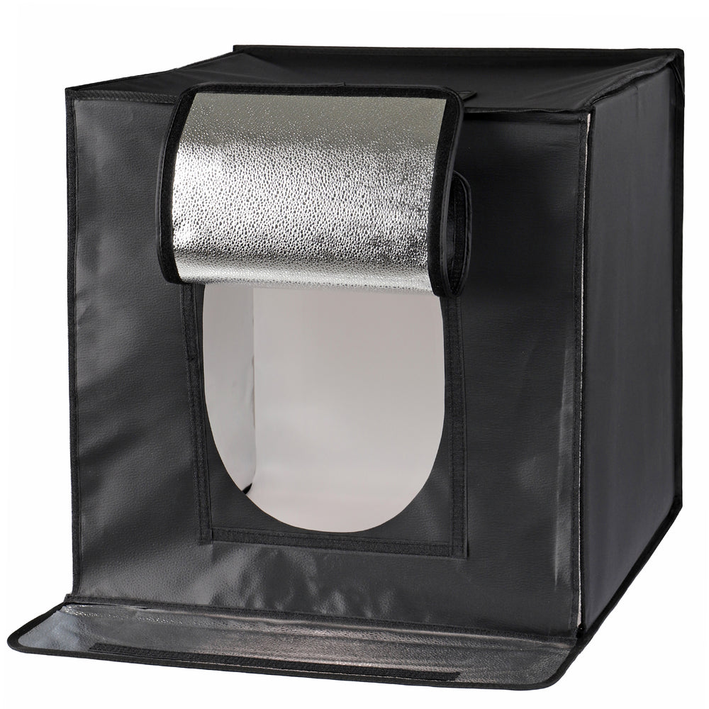 ayex Fotostudio Set Foto Box mit LED Licht und Hintergrund-Folie, optimal für Produktfotografie