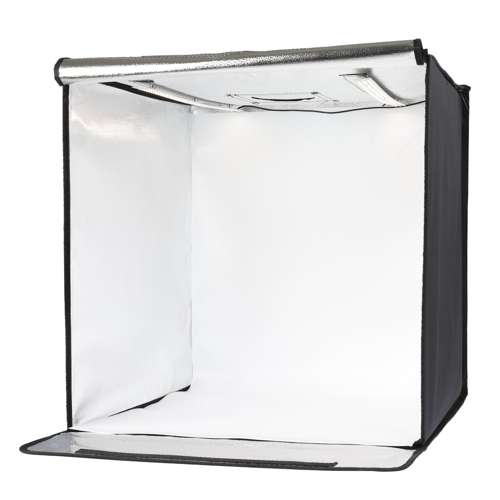 ayex Fotostudio Set Foto Box mit LED Licht und Hintergrund-Folie, optimal für Produktfotografie