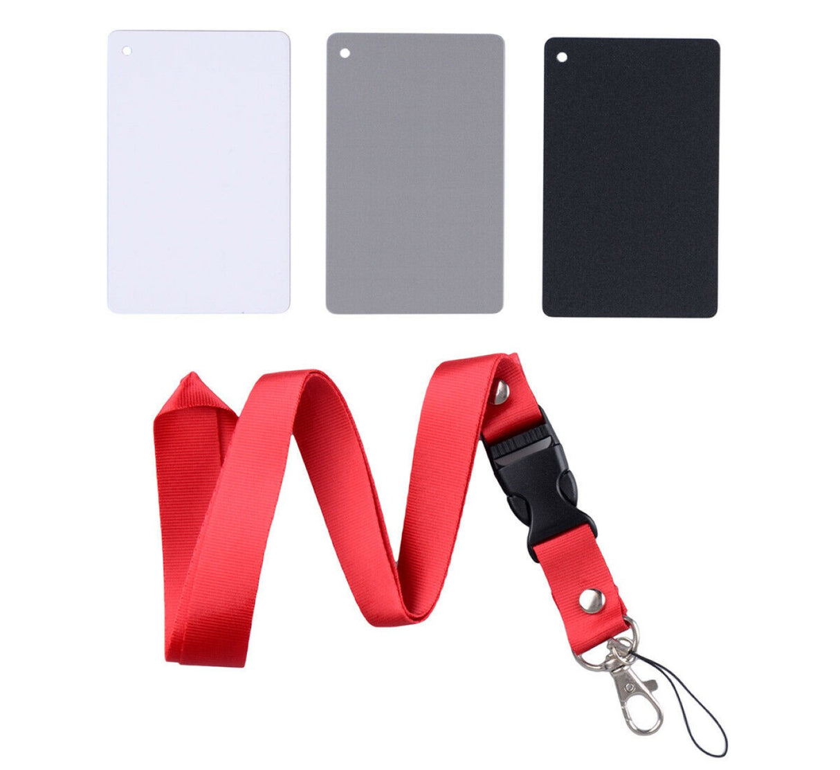 Graukarten 3er Set grau/weiß/schwarz, inkl. Trageband (Größe S oder L)