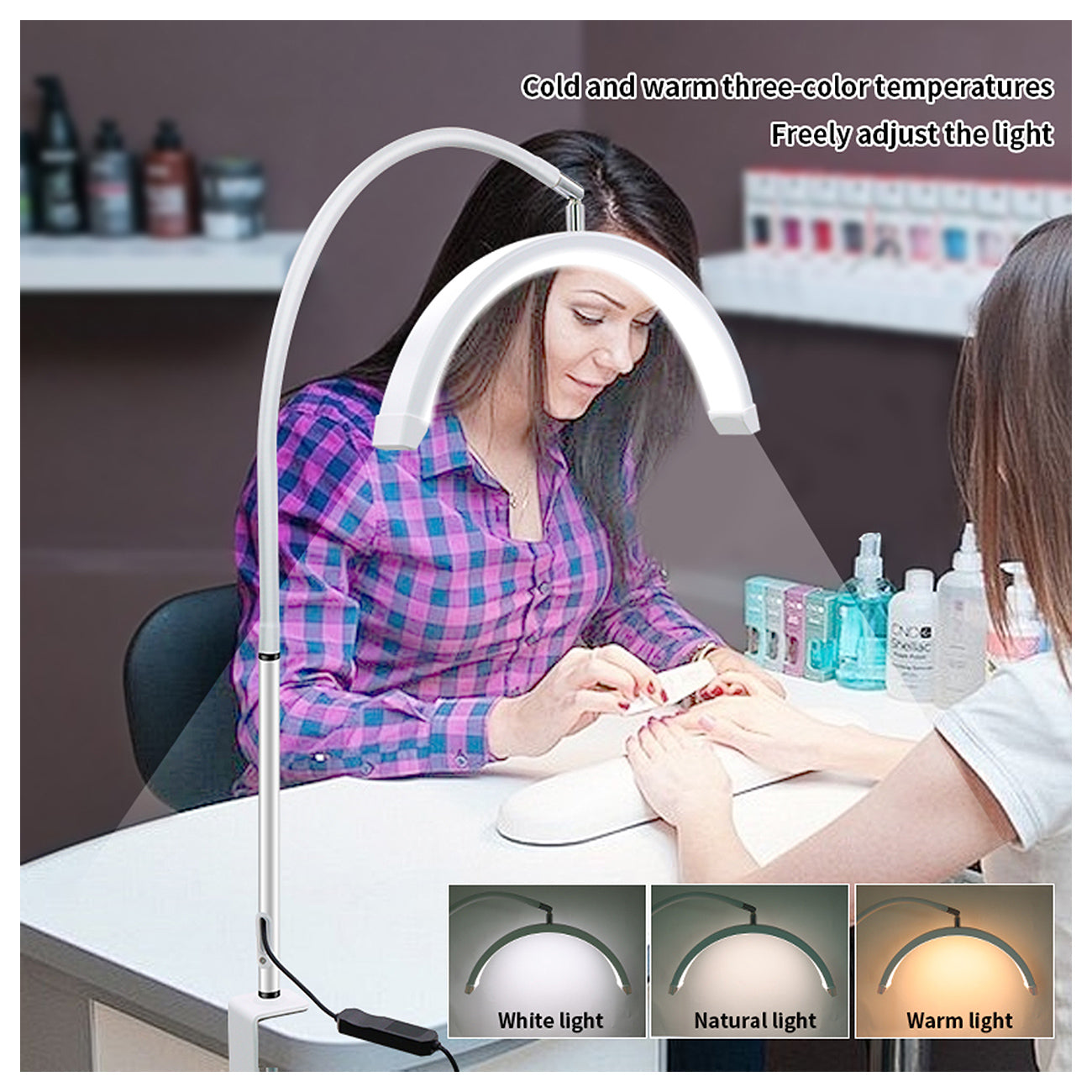 LED Bogenleuchte mit Tischklemme Flexibel, Blendfrei & Ideal für Beauty-Anwendungen HD-P3
