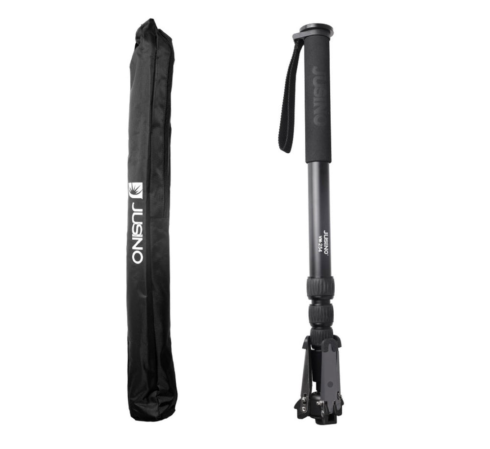 JUSINO Alu Monopod abnehmbarer Fuß Tischstativ Schnelldrehverschlüsse bis 153cm 6kg