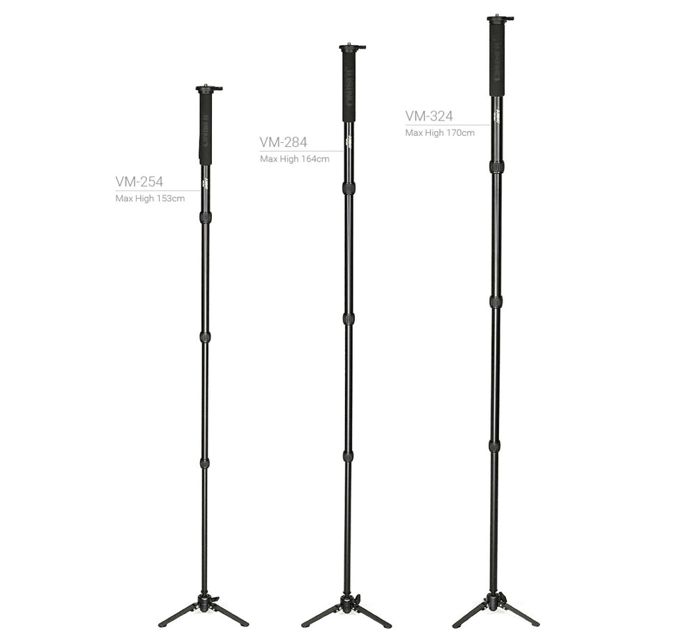 JUSINO Alu Monopod abnehmbarer Fuß Tischstativ Schnelldrehverschlüsse bis 153cm 6kg