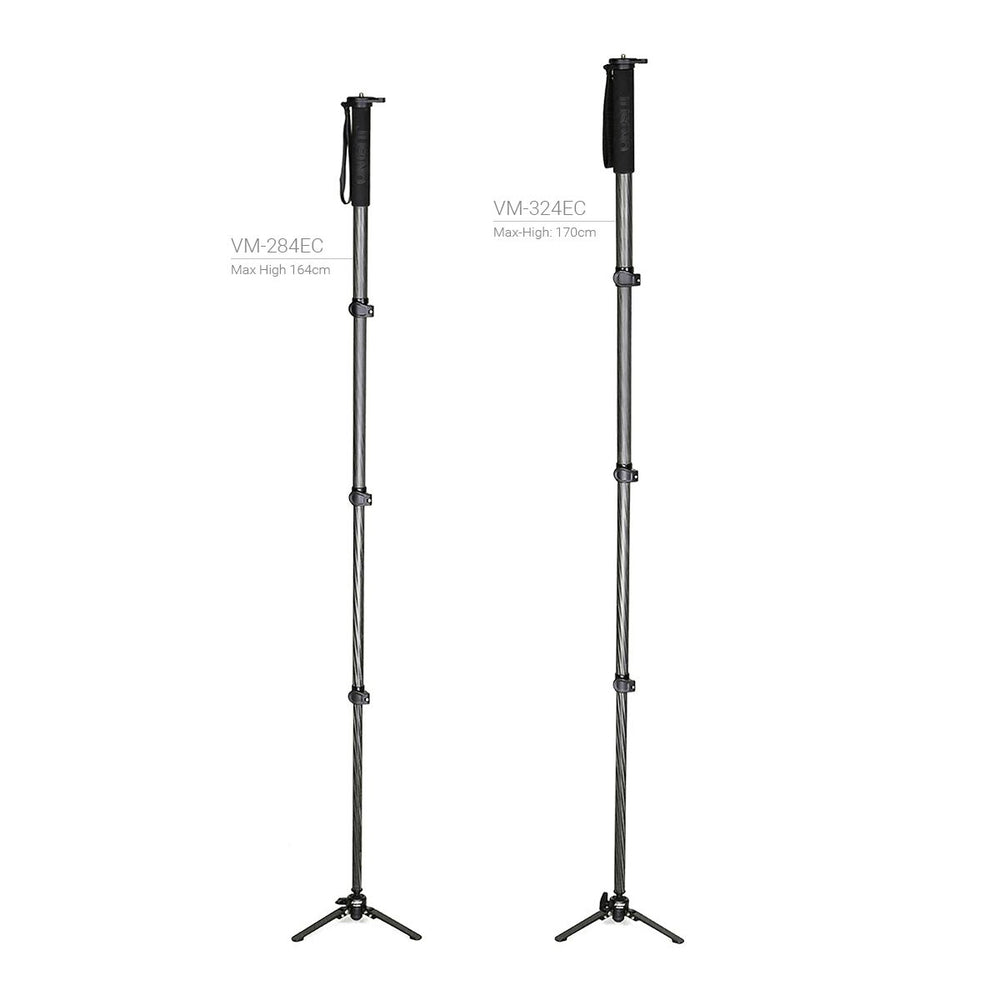 JUSINO Karbon Monopod mit abnehmbarem Fuß/Tischstativ Schnelldrehverschlüsse bis 153cm/6kg VM-254C