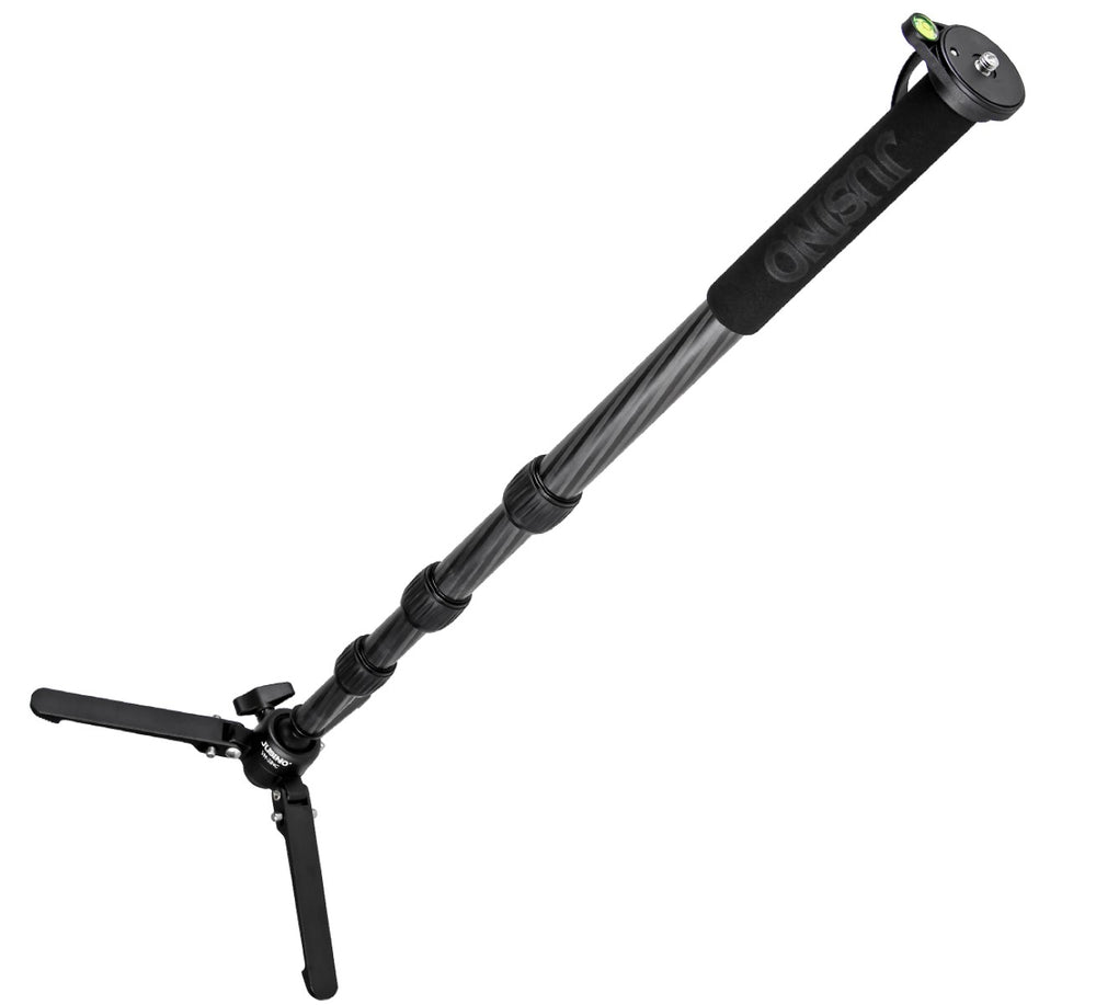 JUSINO Karbon Monopod Standspinne Tischstativ-Funktion bis 164cm 10kg Schnellspann-Clips VM-284C