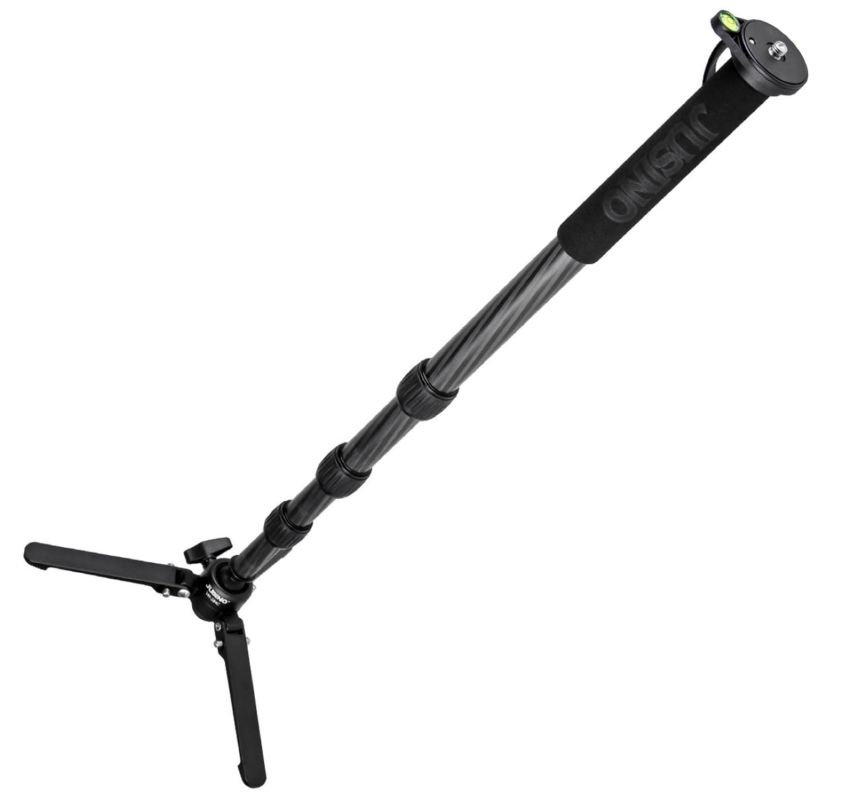 JUSINO Karbon Monopod Standspinne Tischstativ-Funktion bis 164cm 10kg Schnellspann-Clips VM-284C