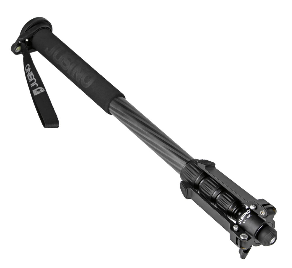 JUSINO Karbon Monopod Standspinne Tischstativ-Funktion bis 164cm 10kg Schnellspann-Clips VM-284C