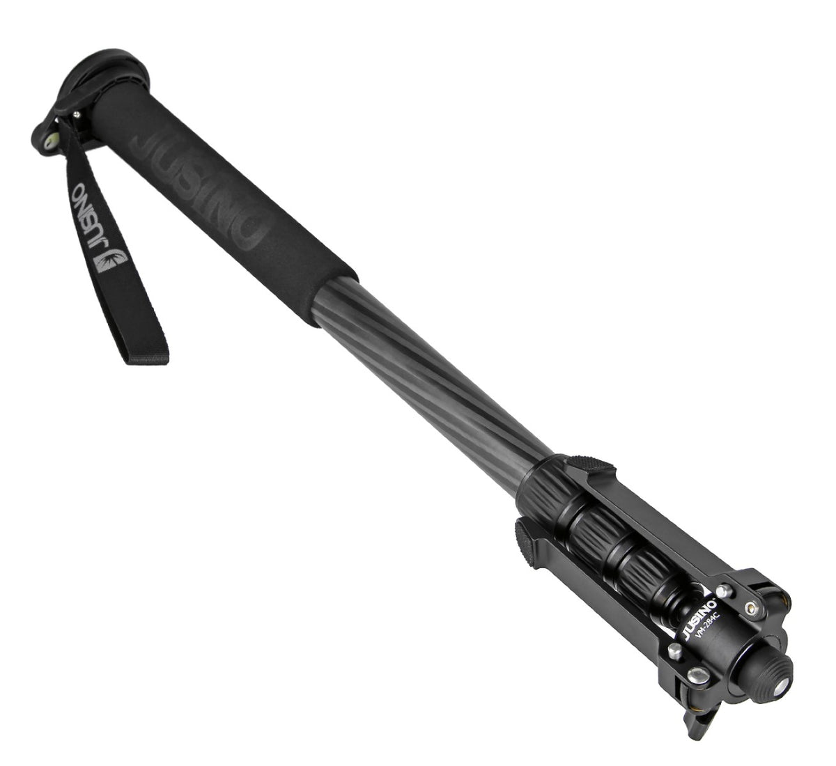 JUSINO Karbon Monopod Standspinne Tischstativ-Funktion bis 164cm 10kg Schnellspann-Clips VM-284C