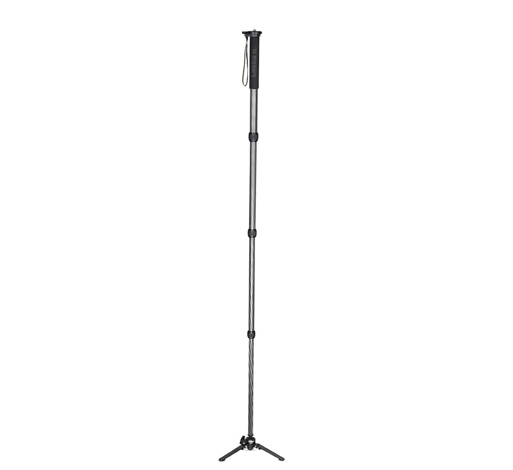 JUSINO Karbon Monopod Standspinne Tischstativ-Funktion bis 164cm 10kg Schnellspann-Clips VM-284C