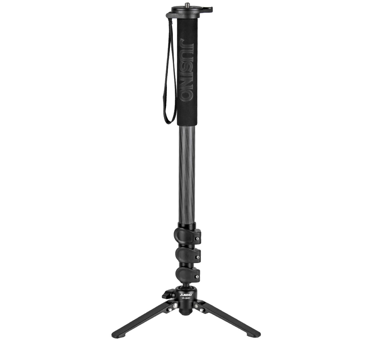 JUSINO Carbon Monopod mit abnehmbarem Fuß/Tischstativ Schnellspann-Clips bis 164cm/10kg VM-284EC