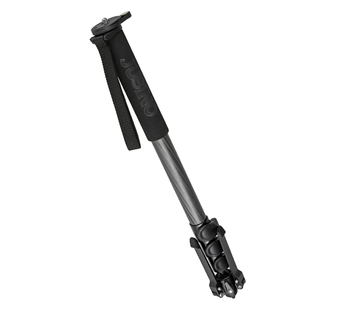 JUSINO Carbon Monopod mit abnehmbarem Fuß/Tischstativ Schnellspann-Clips bis 164cm/10kg VM-284EC