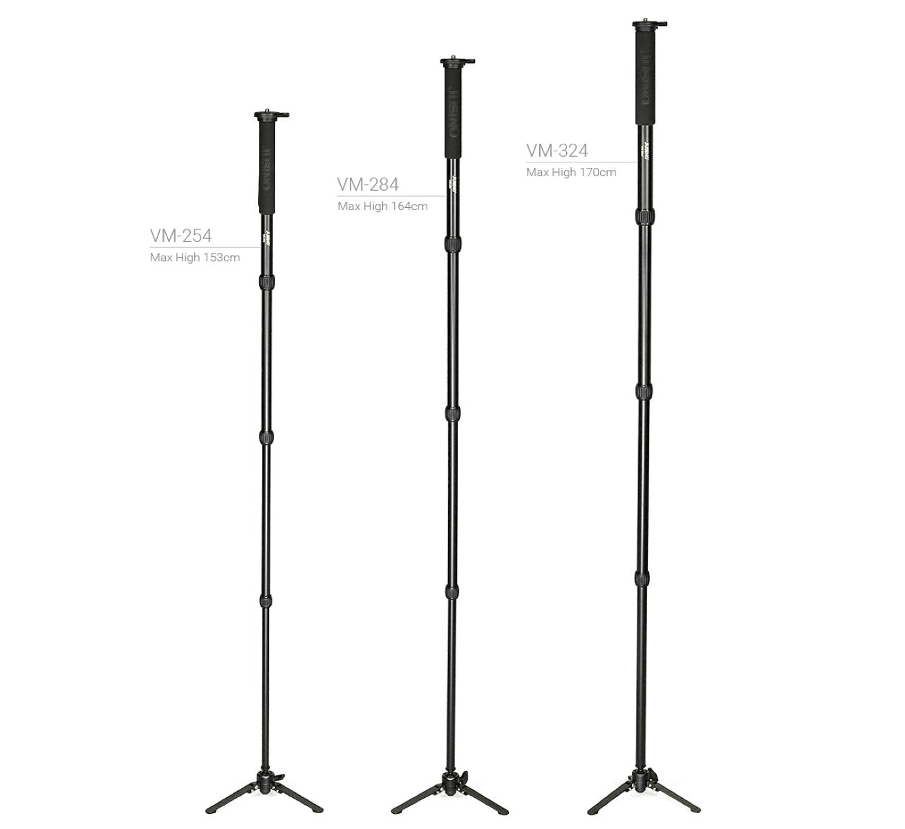 JUSINO Monopod mit abnehmbarem Fuß Tischstativ Schnelldrehverschlüsse bis 170cm 12kg VM-324