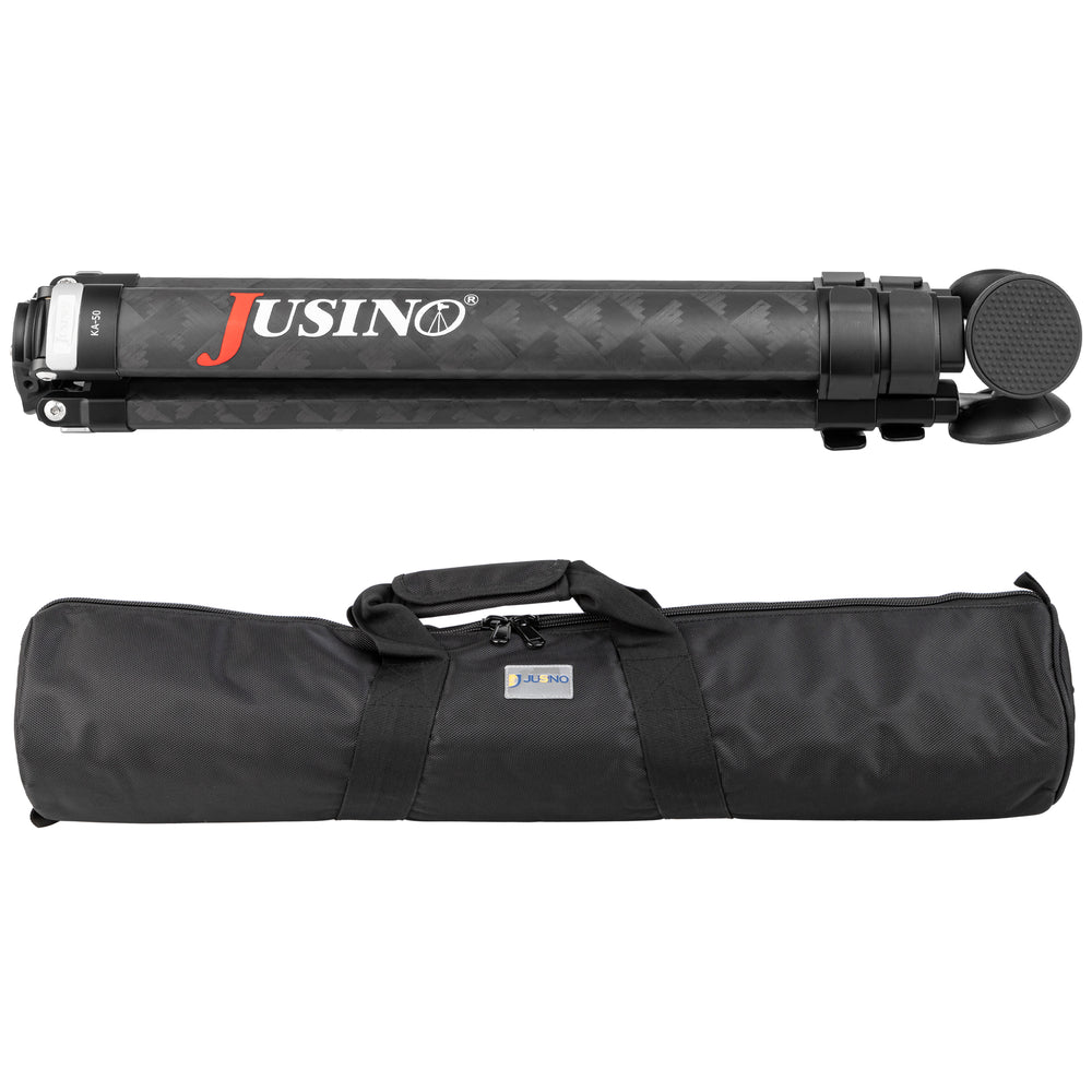 JUSINO Karbon Profi-Videostativ Tripod bis 130cm 18kg belastbar Transporttasche KA-50