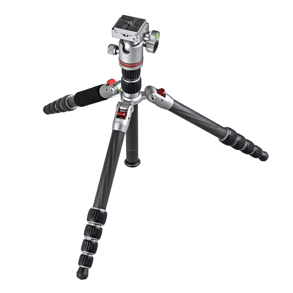 JUSINO Karbon Stativ leicht kompakt Monopod-Funktion bis 130,5cm 5kg + Kugelkopf TK-225 SC GT-30