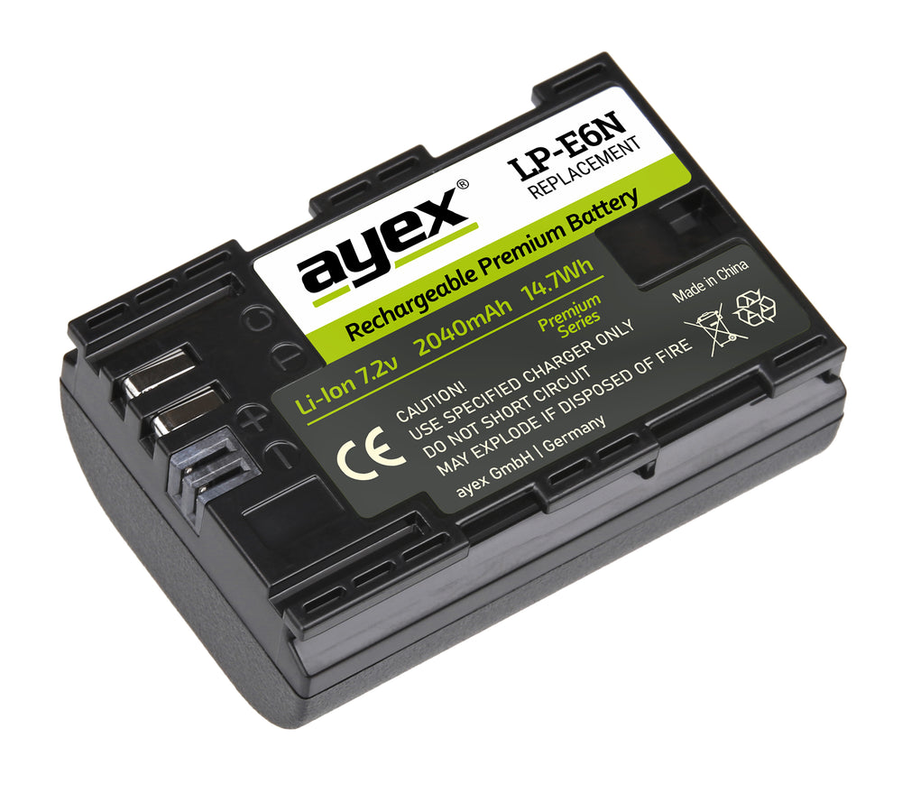LP-E6N Akku 2er Set für zB Canon EOS R 5D Mark IV 6D Mark II 7D Mark II 80D 90D 2040mAh